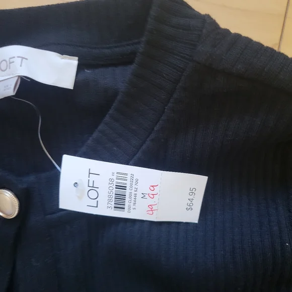 LOFT Ribbed Button Cardigan Jacket Size M NWT - Picture 3 of 5